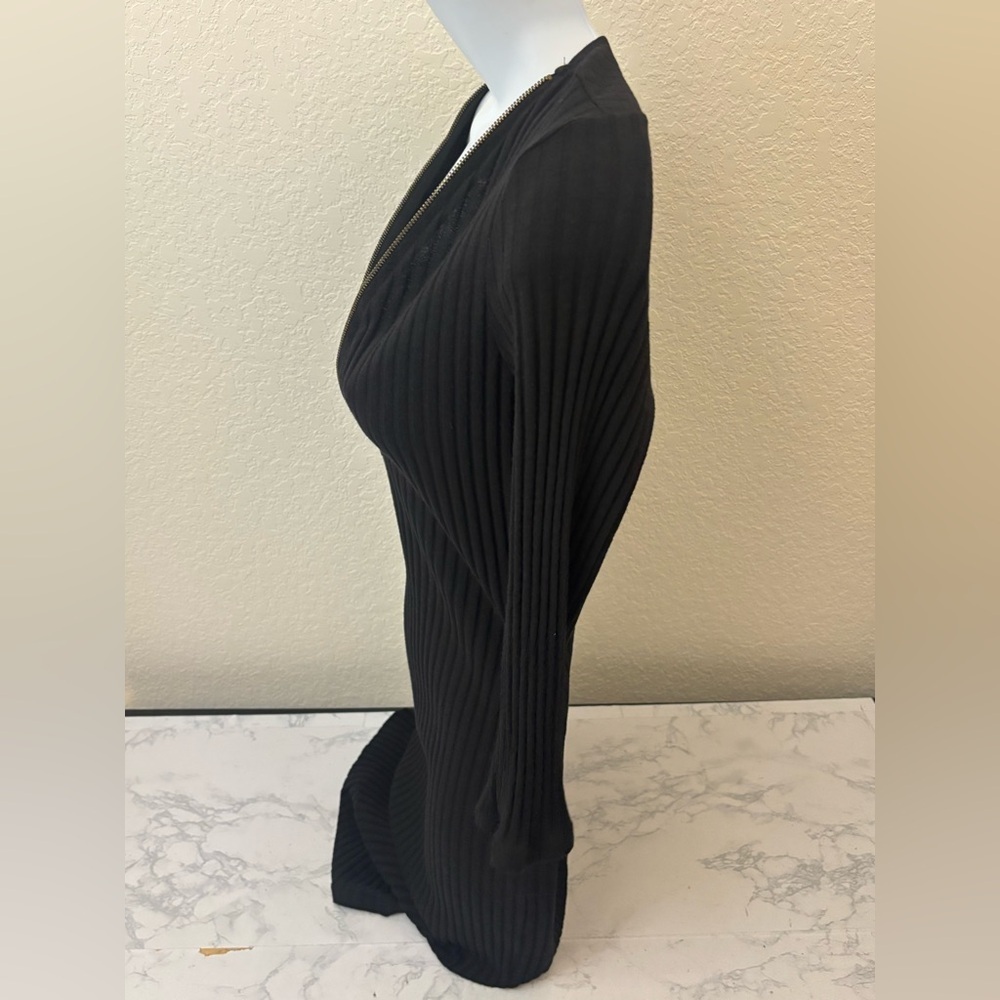 Agaci Long Sleeve Bodycon Dress Women’s S Black Rubbed 1/2 Zip Mini - Picture 2 of 4